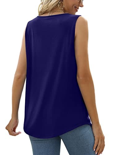 Saloogoe Sleeveless Tops for Women Dressy Business Casual Outfits Flowy Summer Shirts Navy Blue S - Image 3