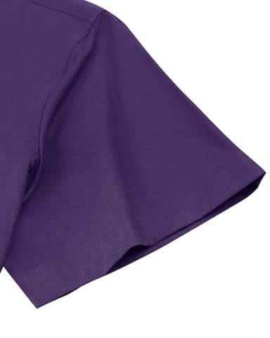 Alimens & Gentle Men's Short Sleeve Oxford Shirt Regular Fit Button Down Collar Shirts with Pocket Dark Purple - Image 5