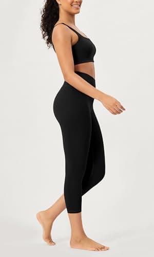 ODODOS 2-Pack Buttery Soft Lounge Yoga Capris for Women 23" High Waist Non See Through Cropped Leggings, Black+Black, XX-Large - Image 3