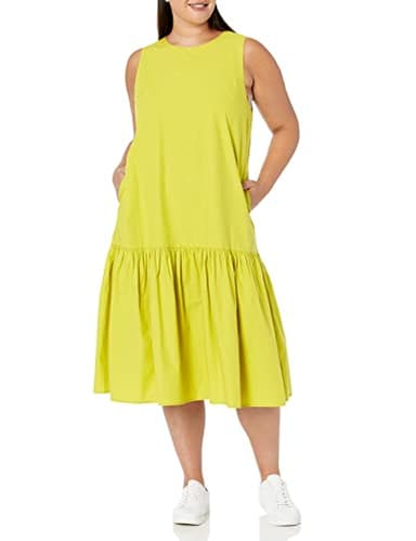 The Drop Women's Ilana Loose Sleeveless Wide-Hem Poplin Maxi Dress, Chartreuse, XL - Image 4