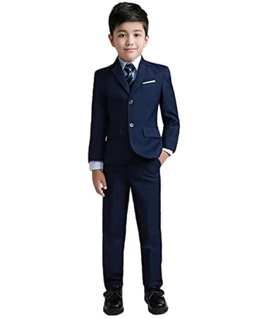 YuanLu Boys Suit for Kids Navy Blue Formal Suits Slim Fit Wedding Dresswear Ring Bearer Outfit Toddler Tuxedo Suit Size 8 - Image 1