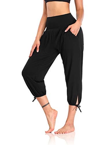 DIBAOLONG Womens Yoga Pants Capri Loose Workout Sweatpants Comfy Lounge Joggers with Pockets Black M - Image 1