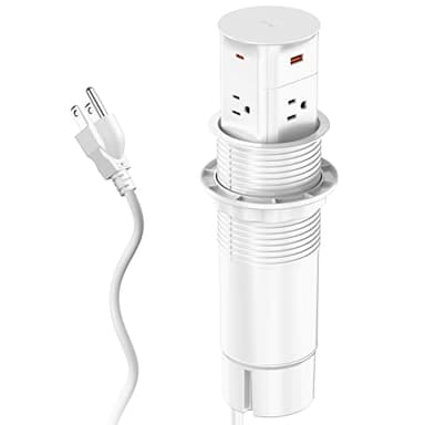 Pop up Outlet for Countertop with PD 20W USB C Fast Charging,3.15" Desk Grommet Power Station,4 Outlets,4 USB,Kitchen Island Pop Up Electrical Outlet, Office Power Supply - Image 8