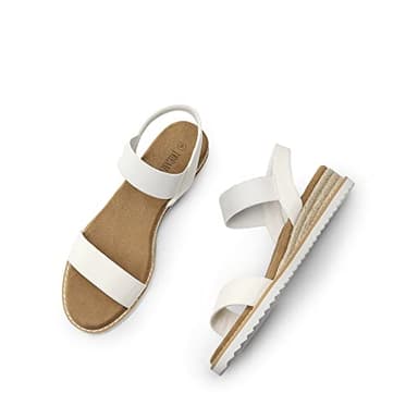 DREAM PAIRS Womens Espadrilles Ankle Stretch Elastic Strap Open Toe Wedges Flats Sandals,Size 11,White,SDPW2310W - Image 3