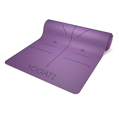YOGATI Yoga Mat with Alignment Lines. Exercise mat with carry strap. Pilates mats for yoga or Fitness. Non slip Workout Mat. Thick Yoga Mats for women and men. Gym mats for home. Yoga matt thick. - Image 9
