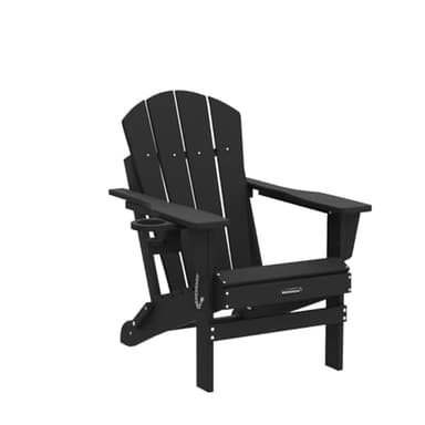 MUCHENGHY Folding Adirondack Chairs Patio Chairs Outdoor Adirondack Chair Weather Resistant Chair for Patio, Outside, Deck, Backyard, Fire Pit Chair, Campfire Chairs (Black) - Image 5