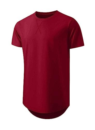 JMIERR Men's 3 Pack Cotton Hipster Hip Hop Longline Crewneck T-Shirt, Short Sleeve Gym Workout Athletic T Shirts for Men Pack,L, Black/Dark Grey/Red - Image 4