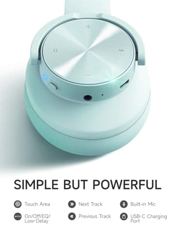 Picun B8 Bluetooth Over Ear Headphones, 120H Playtime with 3 EQ Modes, Low Latency, Hands-Free Calls, Deep Bass for Travel, Home, Office & PC (Cyan) - Image 7