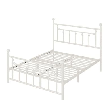 Allewie 14 Inch Queen Size Metal Platform Bed Frame with Victorian Vintage Headboard and Footboard/Mattress Foundation/Under Bed Storage/No Box Spring Needed/Easy Assembly/Noise Free/White - Image 8