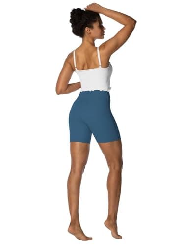Sunzel Sunzfly Crossover Biker Shorts for Women, V Criss Cross High Waist Yoga Workout Gym Shorts with Tummy Control 6" Inseam Blue Gray Large - Image 5
