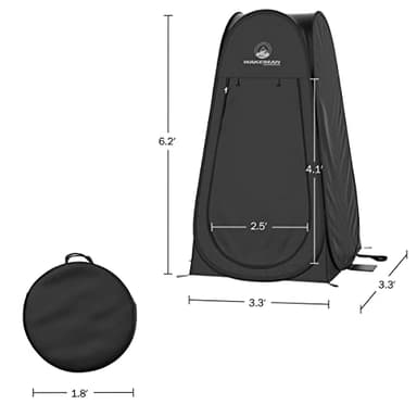 Pop Up Pod - Privacy Shower Tent, Dressing Room, or Portable Toilet Stall with Carry Bag for Camping, Beach, or Tailgate by Wakeman Outdoors (Black) - Image 2