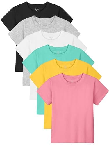 Poroka Baby and Toddler Girls Short Sleeve T-Shirts Cotton Crewneck Shirts Basic Solid Tees Summer Casual Tops, Multipack - Image 1