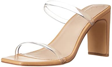 The Drop Women's Avery Square Toe Two Strap High Heeled Sandal, Clear, 7 - Image 1