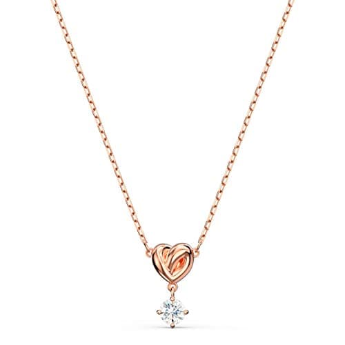 Swarovski Lifelong Heart Pendant Necklace, Rose-Gold Tone Plated Heart Pendant with White Crystals and Rose-Gold Tone Plated Chain - Image 1