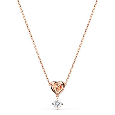 Swarovski Lifelong Heart Pendant Necklace, Rose-Gold Tone Plated Heart Pendant with White Crystals and Rose-Gold Tone Plated Chain - Image 1