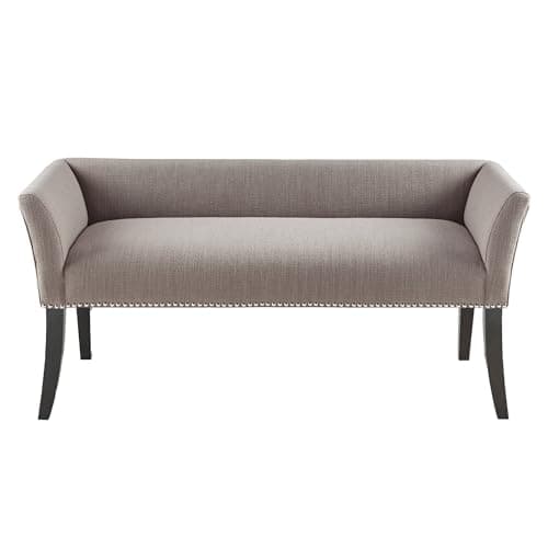 Madison Park Accent Bench, Upholstered with Nailhead Trim, & Padded Seat Entryway Bench Small, End of Bed Bench with Back, 49.5" W x 19.25" D x 23" H, Grey - Image 1