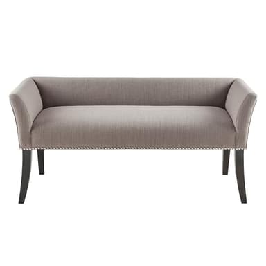 Madison Park Accent Bench, Upholstered with Nailhead Trim, & Padded Seat Entryway Bench Small, End of Bed Bench with Back, 49.5" W x 19.25" D x 23" H, Grey - Image 1