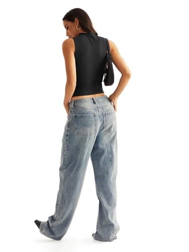 EasyGala Women Sleeveless Mock Turtle Neck Tops Double Lined Fitted Tank Tops Basic T Shirts Business Going Out Tops Summer Clothes 2025 Black Medium - Image 7
