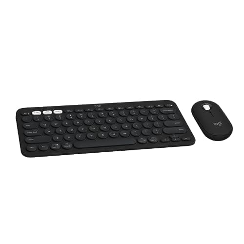 Logitech Pebble 2 Combo, Wireless Keyboard and Mouse, Quiet and Portable, Customizable, Logi Bolt, Bluetooth, Easy-Switch for Windows, macOS, iPadOS, Chrome - Black - Image 1