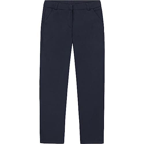 Nautica Big Girls' Uniform Straight Leg Stretch Twill Pants, Navy, 12 - Image 1
