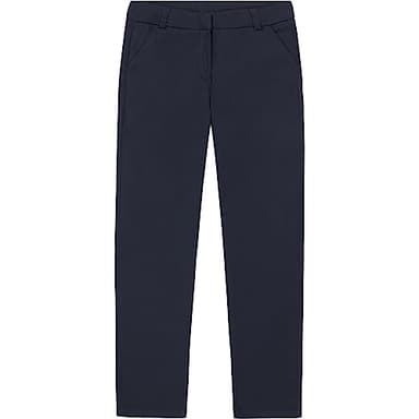 Nautica Big Girls' Uniform Straight Leg Stretch Twill Pants, Navy, 12 - Image 1