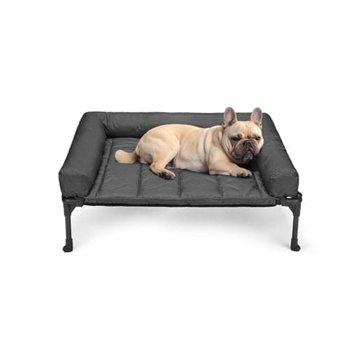 Veehoo Cooling Elevated Dog Bed Add Removable Waterproof Bolster Cushion Mat, Raised Pet Cot with Breathable Teslin Mesh, No-Slip Feet, Dog Sofa Bed for Indoor Outdoor, Medium, Black CWC2331B - Image 1