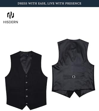 HISDERN Vest 101 Men’s Slim Fit Suit Vest Waistcoat with 3 Pockets for Business Formal Wedding Prom and Casual Tuxedo Wear - Image 7