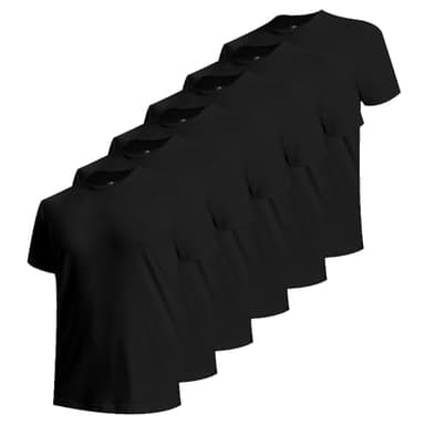 BAMBOO COOL Men's Undershirts Black T Shirts for Men, Moisture-Wicking Tee Shirt 6 Pack Crewneck, Short Sleeve Soft Breathable - Image 1