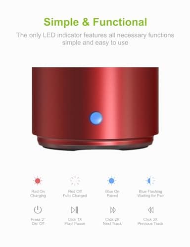 EWA Travel Case Packed, A106 Pro Portable Bluetooth Speaker with Custom Bass Radiator, Brief Design, IP67 Waterproof, Perfect Mini Speaker for Shower, Room, Bike, Car (Red) - Image 4