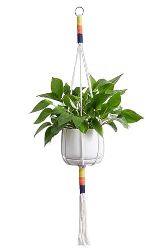 TineDew Plant Hanger Macrame,Macrame Plant Hangers Indoor and Outdoor use for pots 4-8 inch,Macrame Plant Holder with Colorful Cotton Rope,Original Design(Yellow) - Image 1