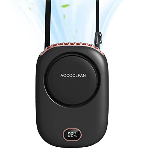 AOCOOLFAN Portable Neck Fan, Mini Small Personal Handheld Fan USB Rechargeable 3 Speed for Girls Boys Woman Eyelash Travel Home Office Outdoor (Black) - Image 1