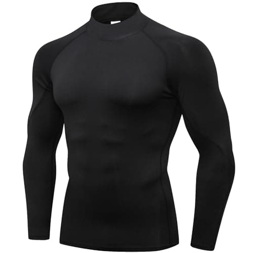 SPVISE Men's Compression Shirt Long Sleeve Mock Turtleneck Athletic Workout T-Shirts Running Tops Cool Gym Undershirts Black - Image 1