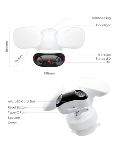 REOLINK Elite Floodlight WiFi, 4K 8MP 180° Panoramic Wired Floodlight Camera, Adjustable 3000 Lumens, Local AI Video Search, Dual-Band Wi-Fi 6, 24/7 Recording, No Monthly Fees, 100~200V AC Hardwired - Image 9