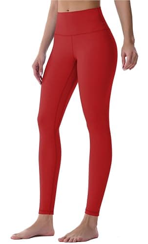 Sunzel Workout Leggings for Women, Squat Proof High Waisted Yoga Pants 4 Way Stretch, Buttery Soft Sunzfly 28", Red, Large - Image 2