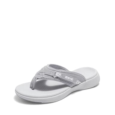 DREAM PAIRS Women's Arch Support Flip Flops Comfortable Thong Sandals,Size 8.5,Grey,Breeze-1 - Image 1
