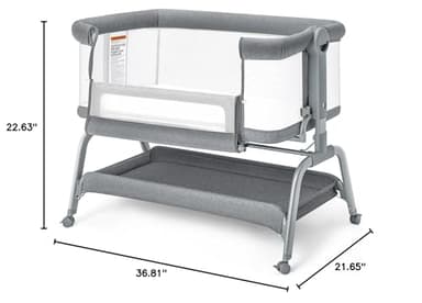 BabyBond Baby Bassinet, 3 in 1 Bassinet Bedside Sleeper with Washable Soft Mattress and Sheet, 6 Height Adjustable Bedside Crib, 4-Sided Mesh Bedside Bassinet for Baby - Image 9