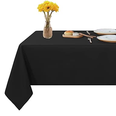 Fitable Rectangle Tablecloth Stain and Wrinkle Resistant Washable Polyester Table Cloth for Buffet Parties and Camping (60x84 inch, Black) - Image 1