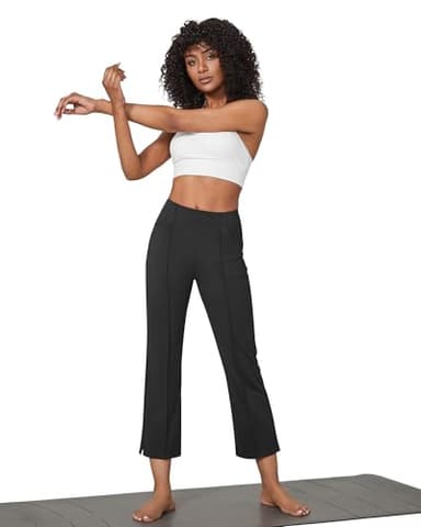 G4Free Yoga Dress Pants with Pockets Wide Leg Pants Women Strechy Yoga Flare Ankle Slacks Casual Loose Work Pants (Black-2,M,25") - Image 7