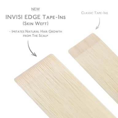 WENNALIFE Invisi Edge & Classic Tape in Hair Extensions Human Hair, 18 Inch 50g 20pcs(10pcs Invisi Edge & 10pcs Classic) Platinum Blonde Invisible Luxury Remy Hair Natural Seamless Injected Tape Ins - Image 2
