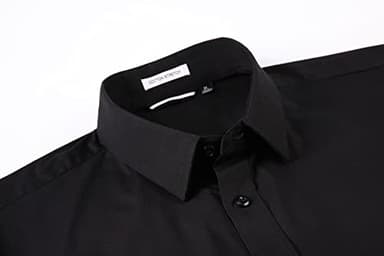 Alex Vando Mens Dress Shirts Regular Fit Long Sleeve Stretch Business Dress Shirts for Men,Solid Black,XL - Image 3
