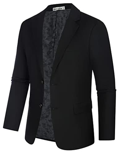GRACE KARIN Men's Casual 2 Button Suit Blazer Jacket Slim Fit Notch Lapel Collar Sport Coat Black M - Image 2