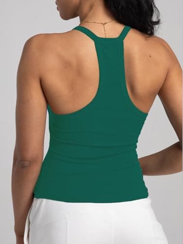Danysu Spring Tops for Women 2025 Sexy Tank Top for Women with Built in Bra Camisole Trendy Going Out Womens Tops Hunter Green XL - Image 3