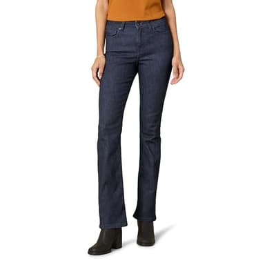 Amazon Essentials Women's Mid-Rise Stretchy Slim Bootcut Jean - Discontinued Colors, Rinsed, 10 Long - Image 1