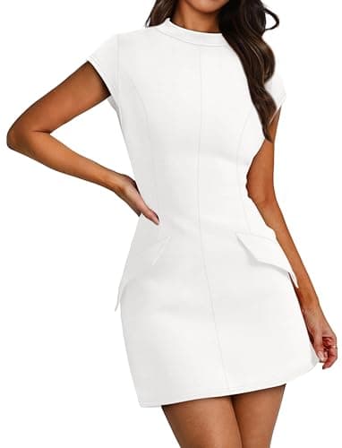 OFEEFAN Resort Wear for Women Graduation Dress Homecoming Dresses White Mini Dress S - Image 3