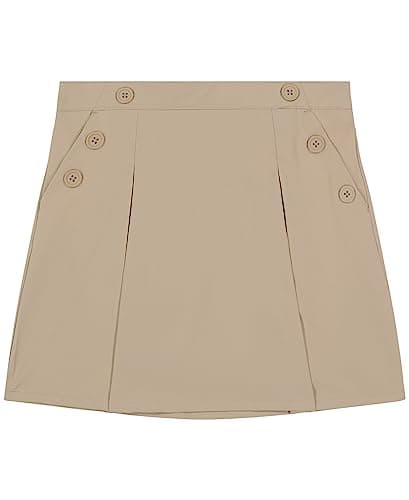 Nautica Little Girls' School Uniform Stretch Poplin Scooter, Khaki, 6 - Image 1