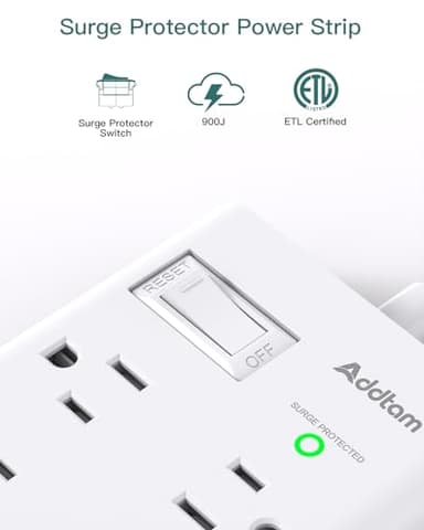 Surge Protector Power Strip, Addtam Flat Plug Extension Cord with 6 Outlet 4 USB Ports (2 USB C), 5FT Outlet Extender Strip for Home Office College Dorm Room Essentials - Image 5