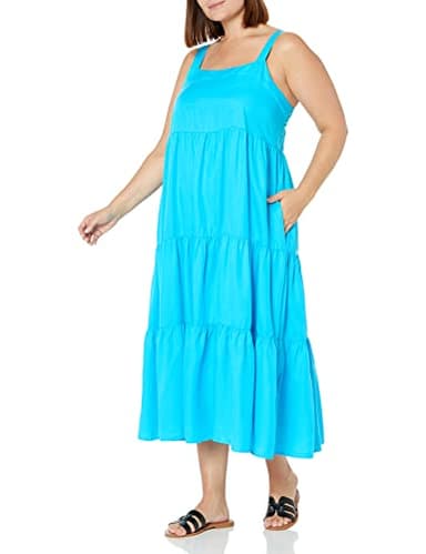 The Drop Women's Britt Tiered Maxi Tent Dress, Ocean Blue, XXL, Plus Size - Image 4