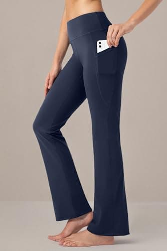 28"/30"/32"/34" Inseam Women's Bootcut Yoga Pants Long Bootleg High-Waisted Flare Pants with Pockets GRK002-navy34-3XL - Image 7