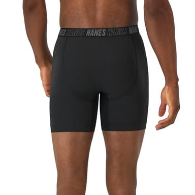 Hanes Men's Moves Performance Boxer Brief, Total Support Pouch, Regular/Trunk/Long Leg, 3-Pack, 6", Black - Image 3