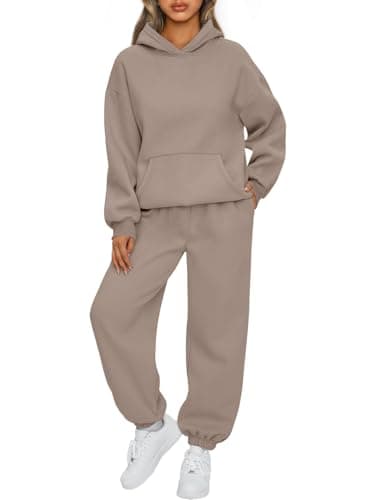 AUTOMET Sweatsuits Women 2 Piece Outfit Lounge Plus Size Fall Fashion Deals 2025 Tracksuits Oversized Sweatshirt and Sweatpants Casual Teen Girls Clothing CoffeeGrey L - Image 1